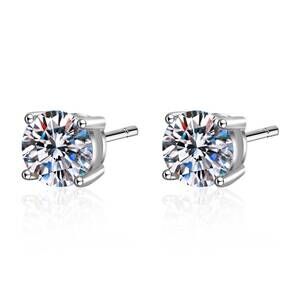 NEW BLING JEWELRY women's four-prong moissanite stud 1.6 ct earrings in silver